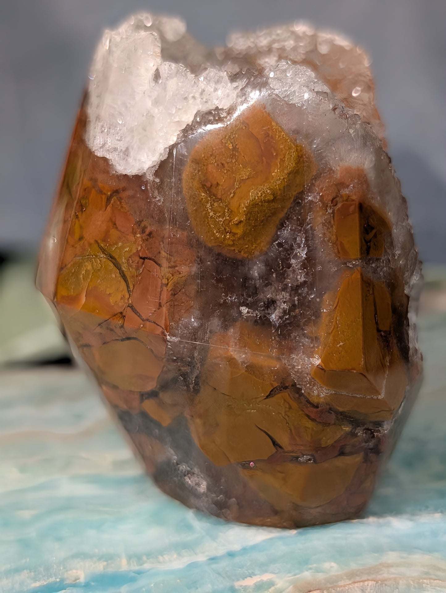 Golden Maligano Jasper in Quartz Freeform