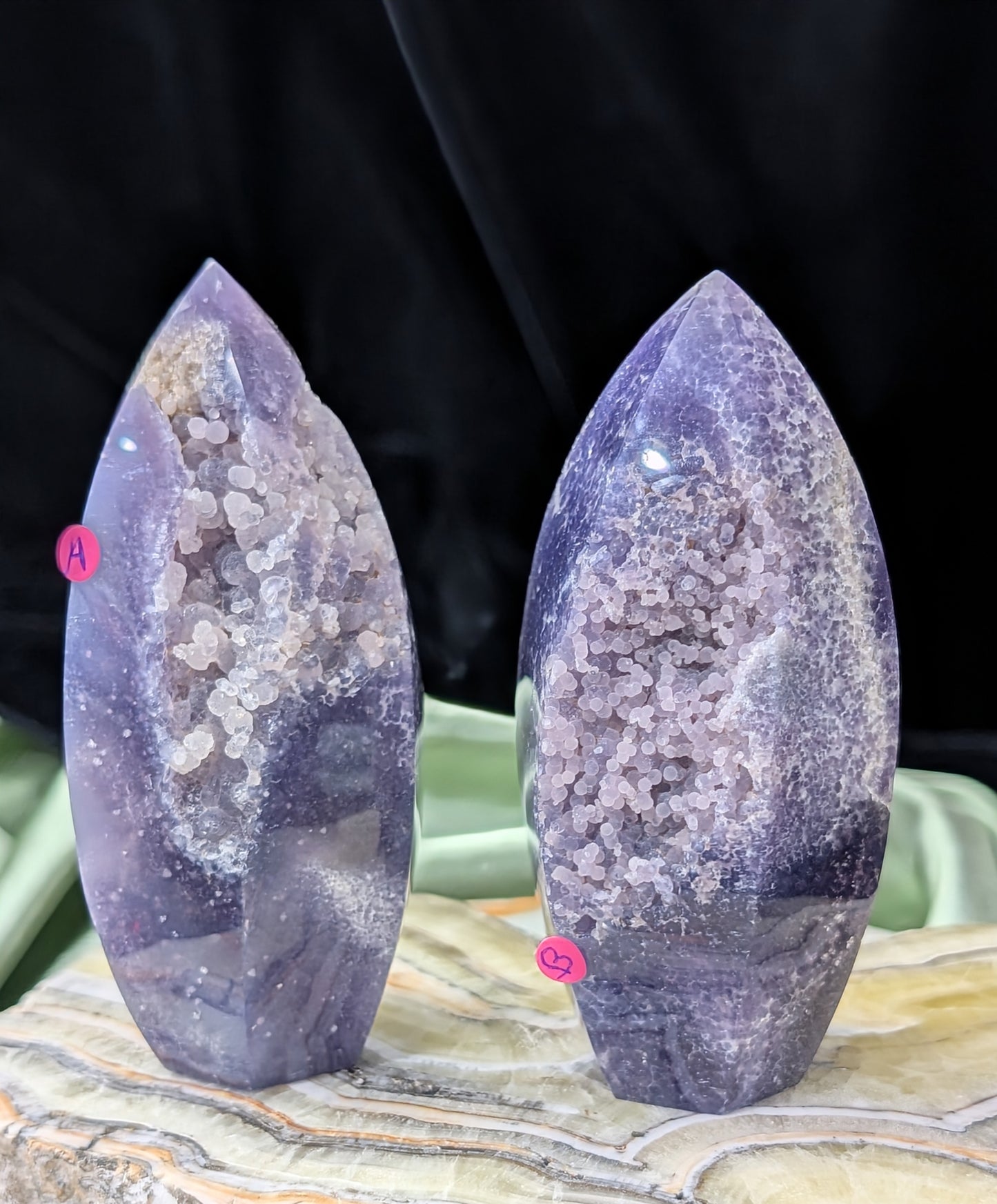 Grape Agate Spear Point Flames