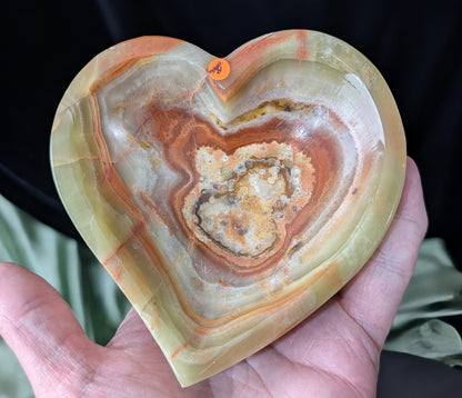 Green Banded Onyx Heart Shaped Bowl