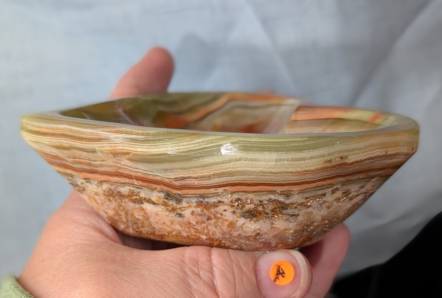 Green Banded Onyx Heart Shaped Bowl