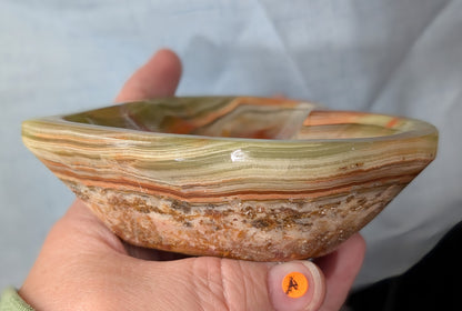 Green Banded Onyx Heart Shaped Bowl