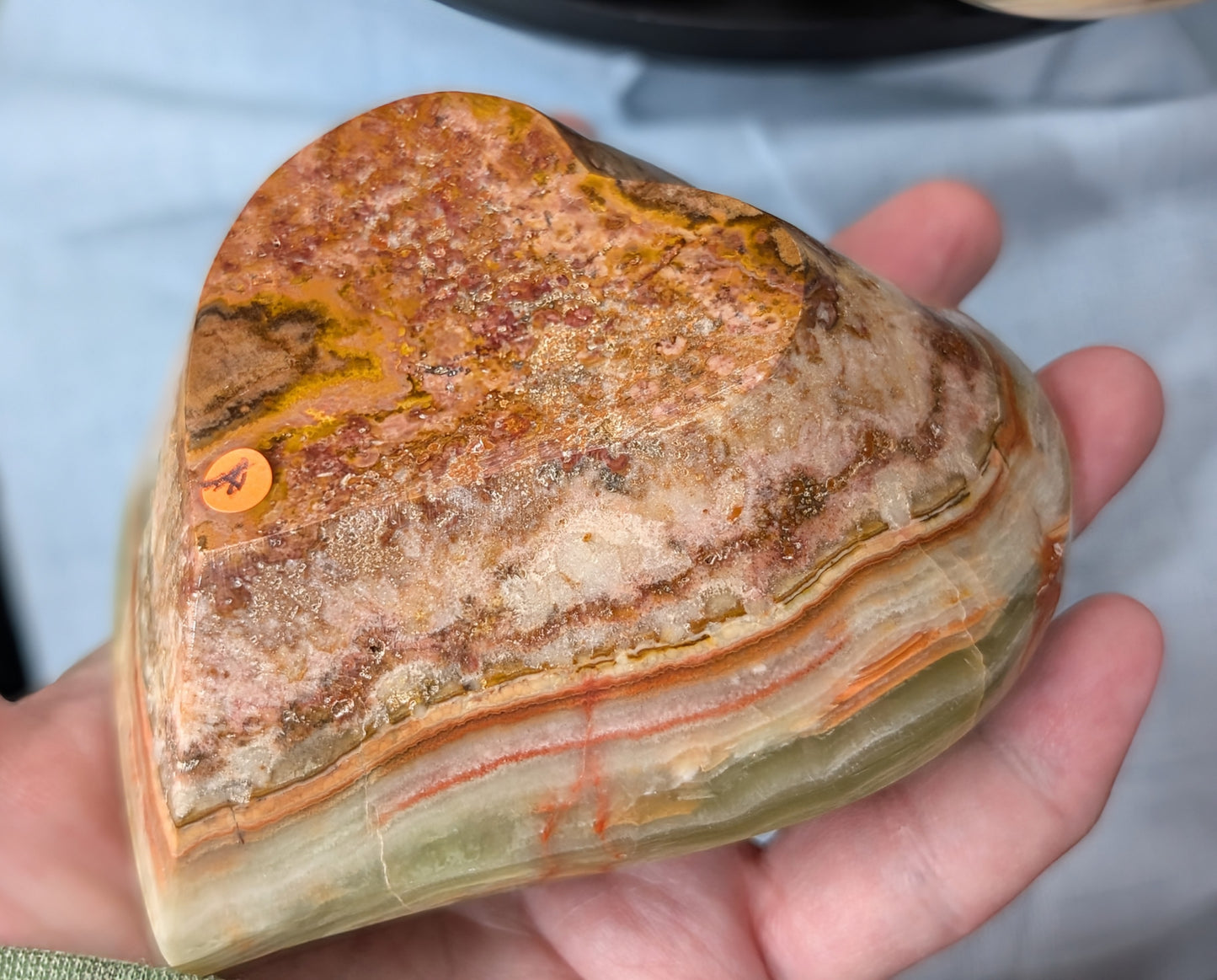 Green Banded Onyx Heart Shaped Bowl