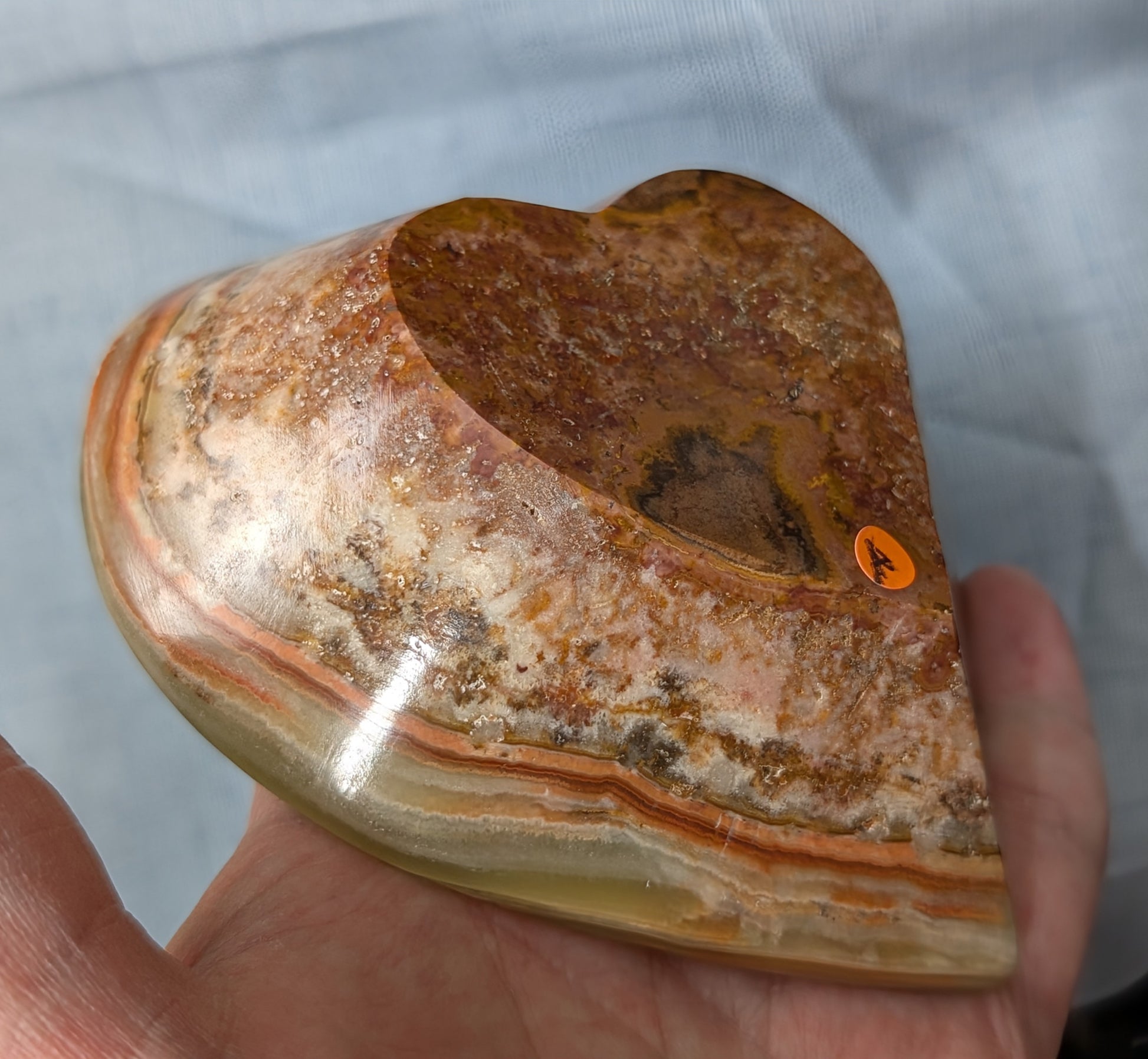 Green Banded Onyx Heart Shaped Bowl