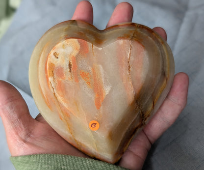 Green Banded Onyx Heart Shaped Bowl
