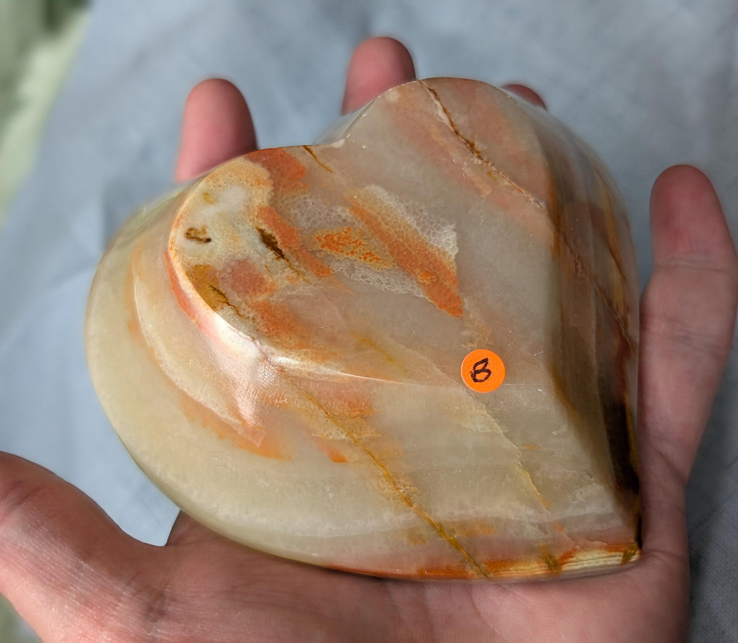 Green Banded Onyx Heart Shaped Bowl