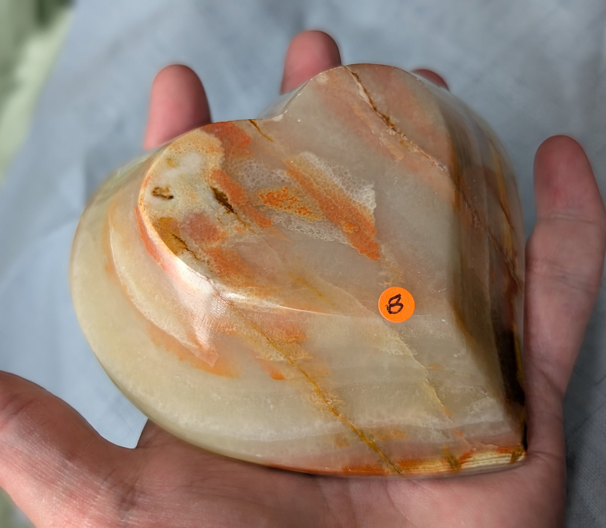 Green Banded Onyx Heart Shaped Bowl