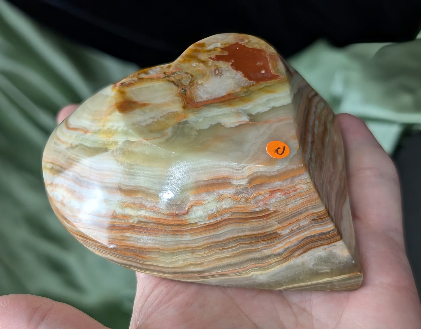 Green Banded Onyx Heart Shaped Bowl