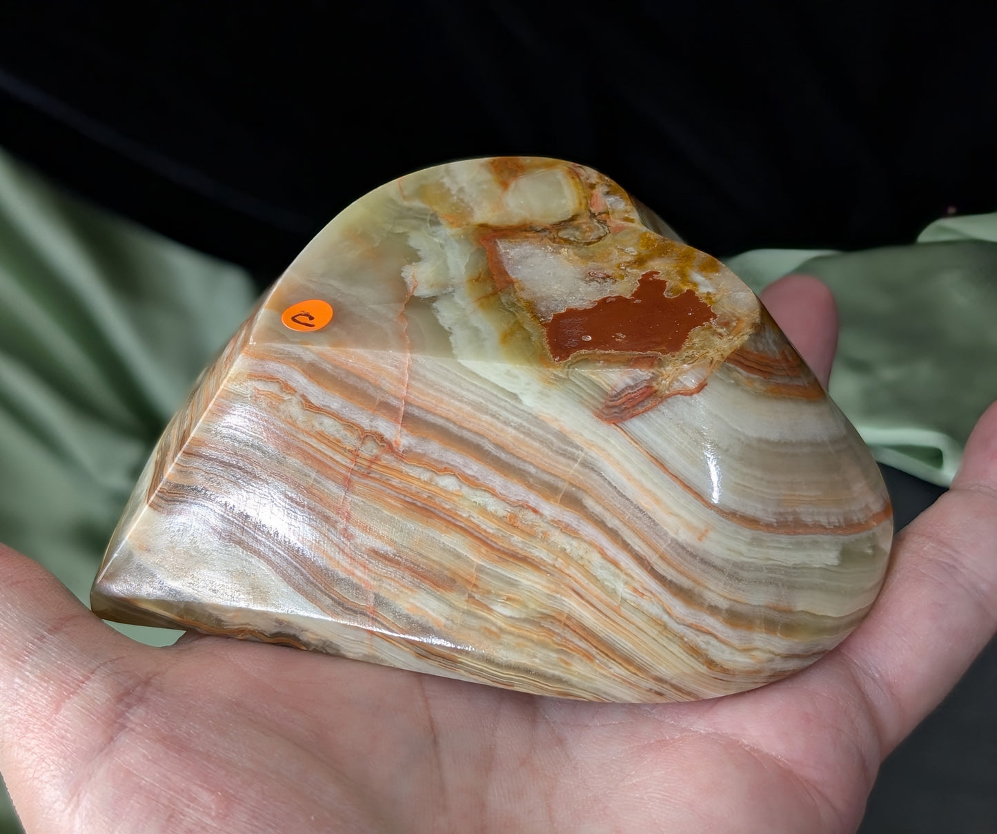 Green Banded Onyx Heart Shaped Bowl