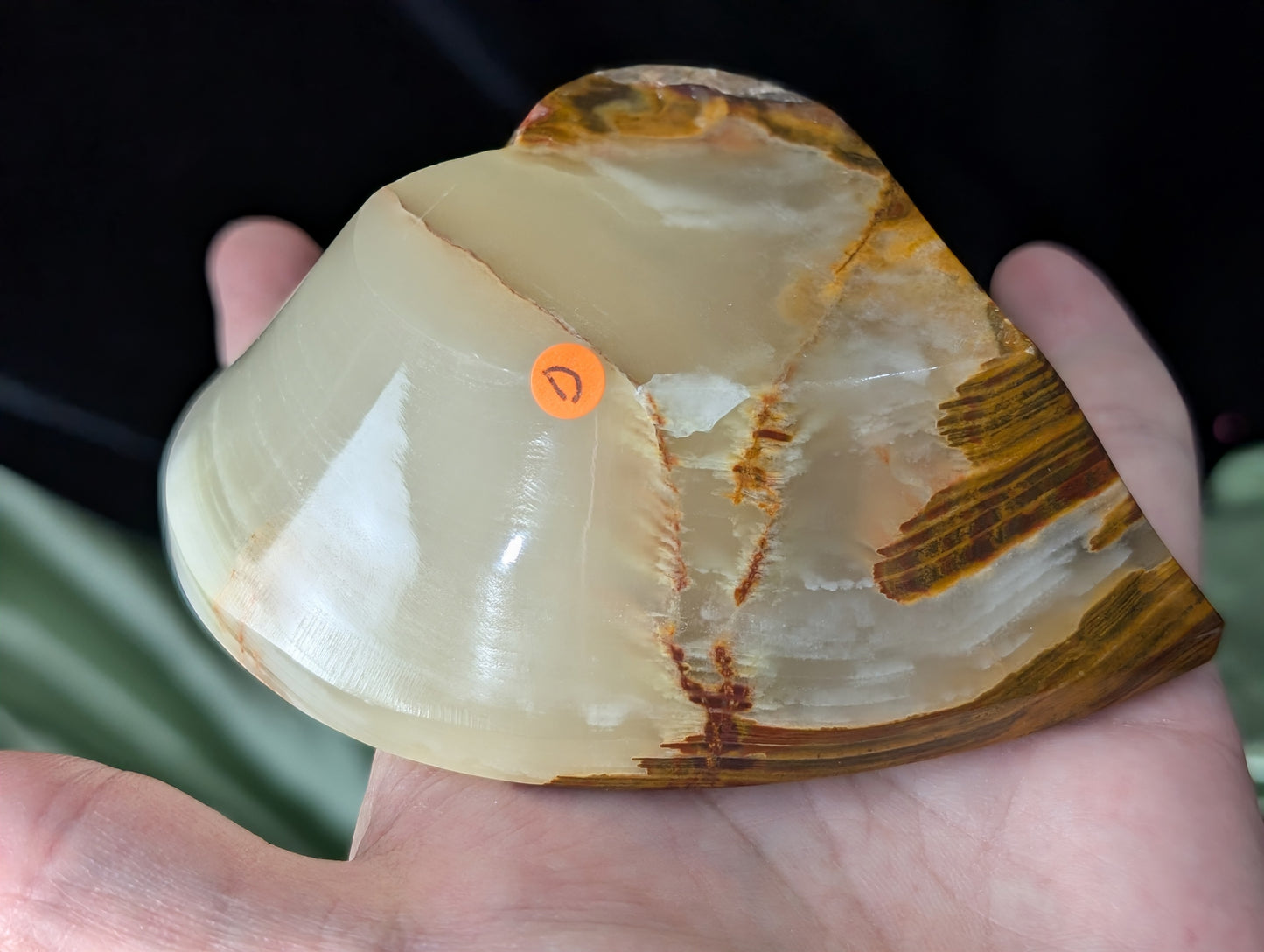 Green Banded Onyx Heart Shaped Bowl