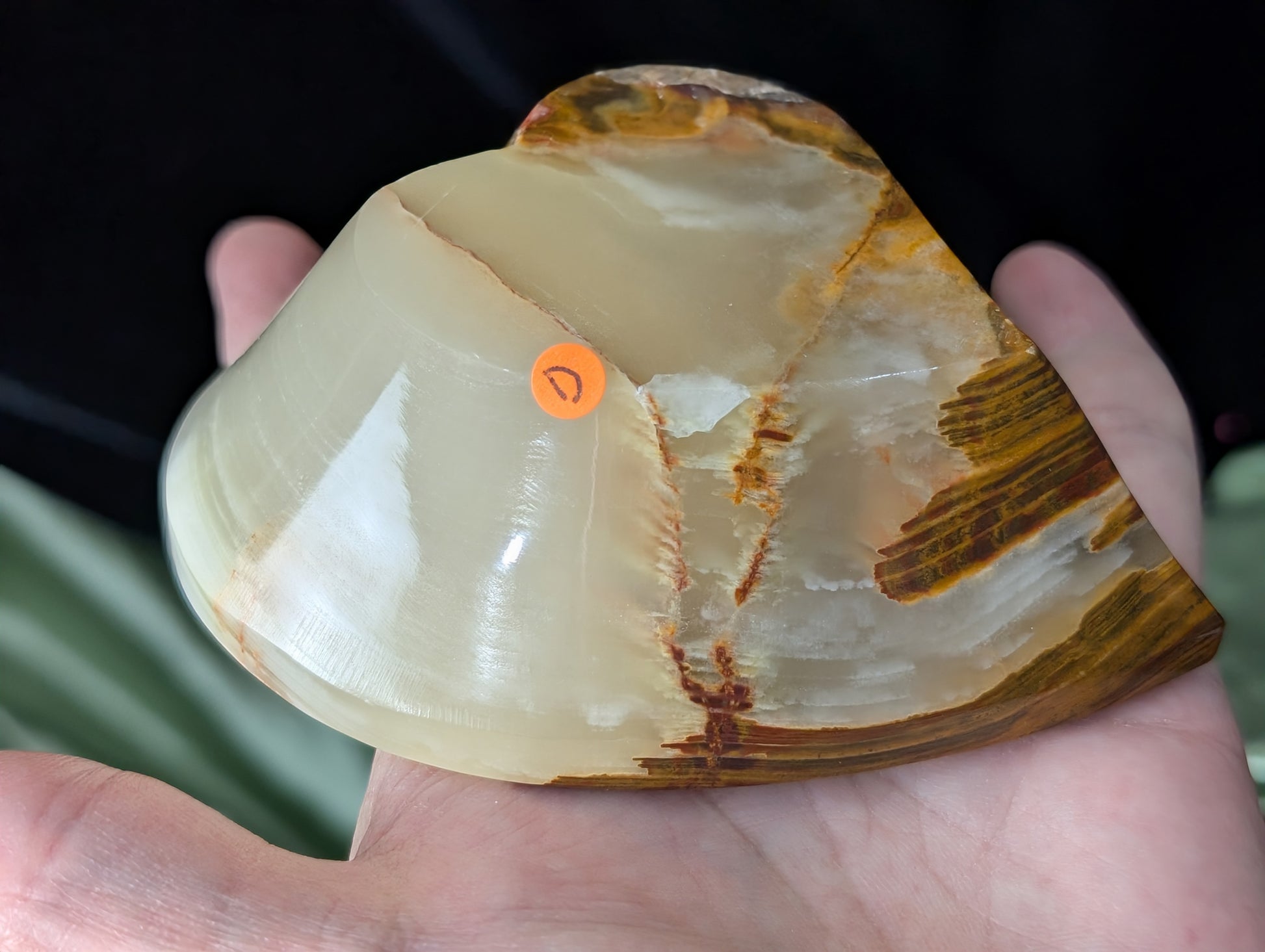 Green Banded Onyx Heart Shaped Bowl