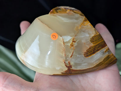 Green Banded Onyx Heart Shaped Bowl