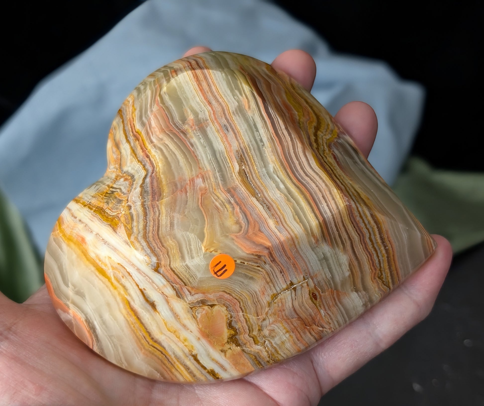 Green Banded Onyx Heart Shaped Bowl