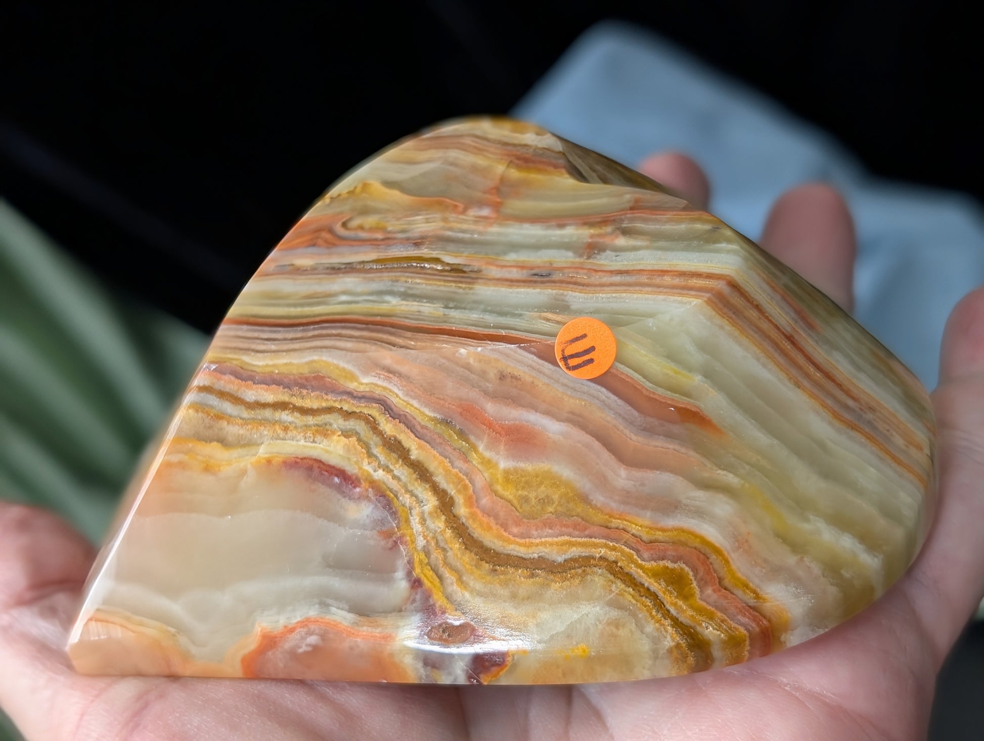 Green Banded Onyx Heart Shaped Bowl