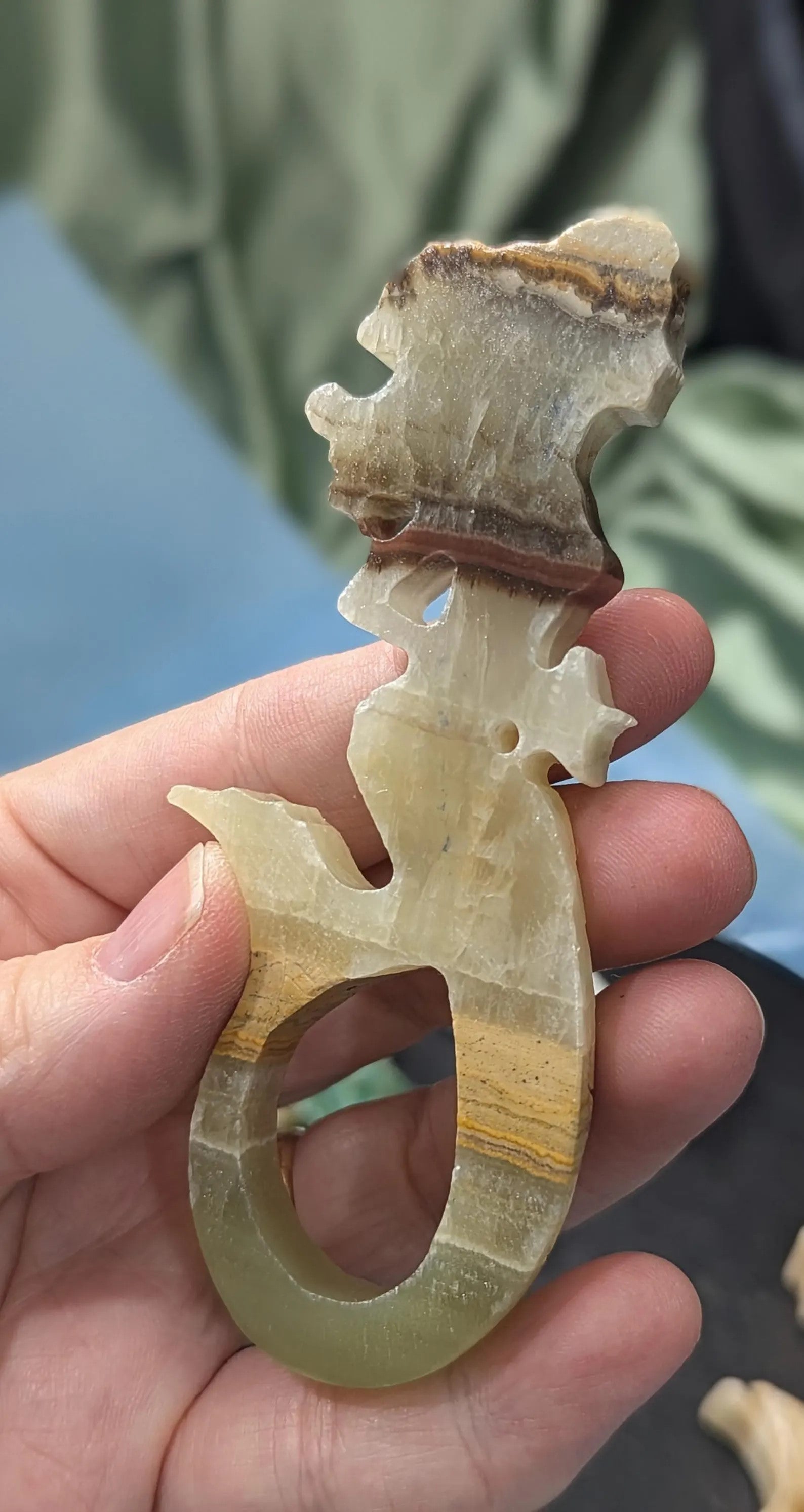 Green Banded Onyx Mermaid Figurine