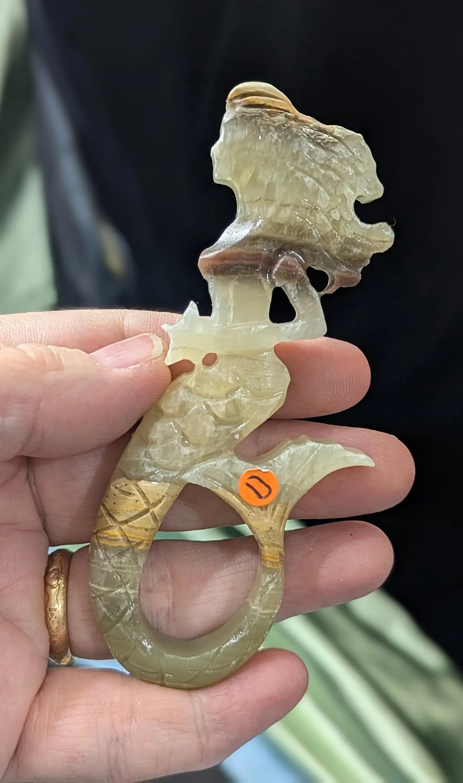 Green Banded Onyx Mermaid Figurine