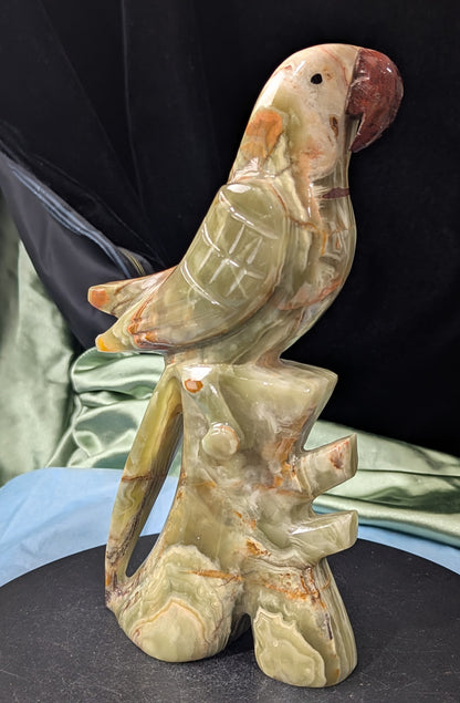 Green Banded Onyx Parrot Figurine