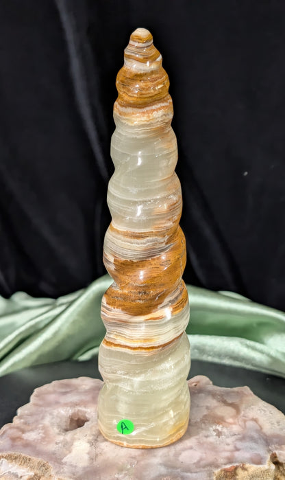 Green Banded Onyx Unicorn Horn 1A1