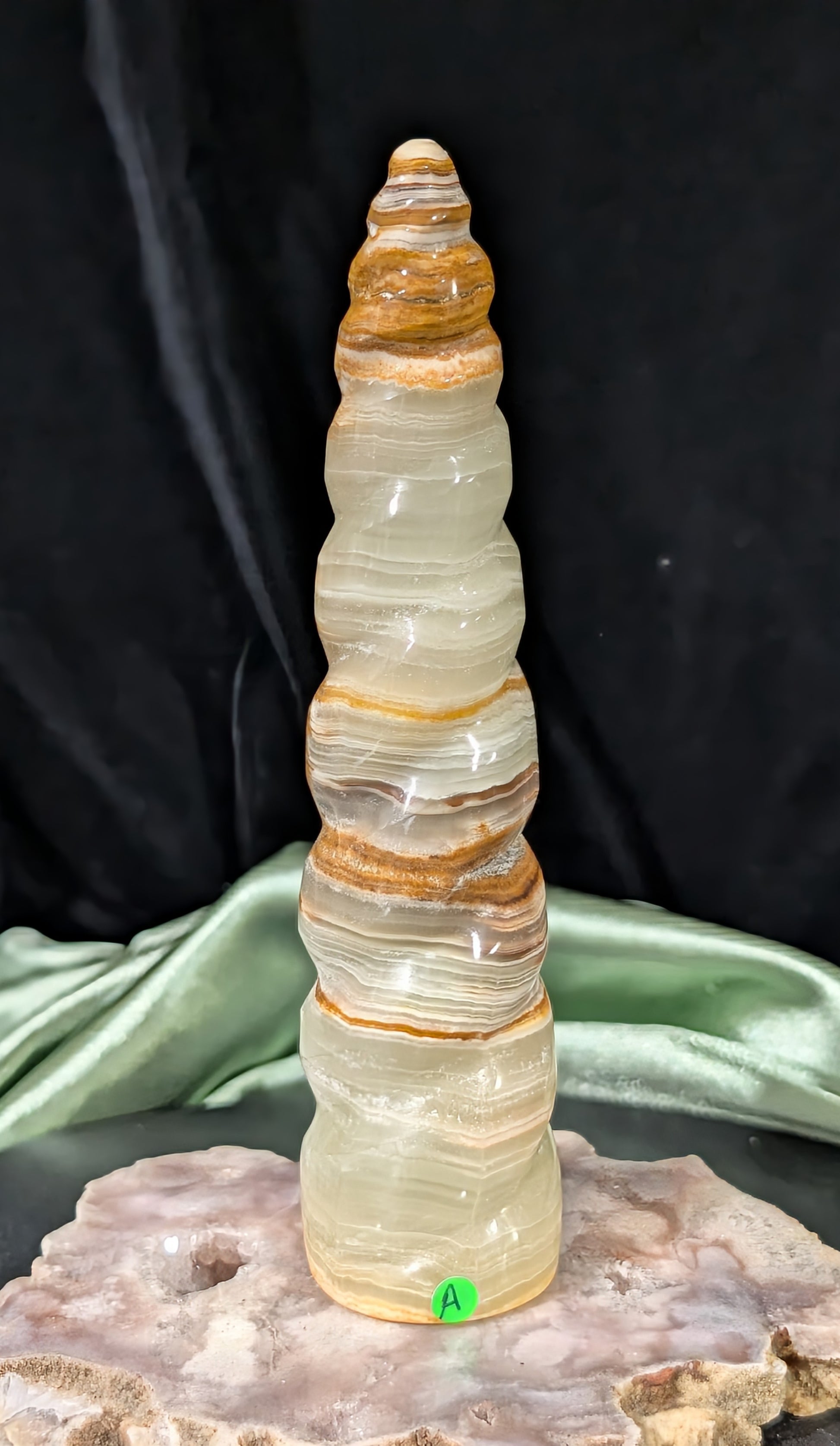 Green Banded Onyx Unicorn Horn 1A2