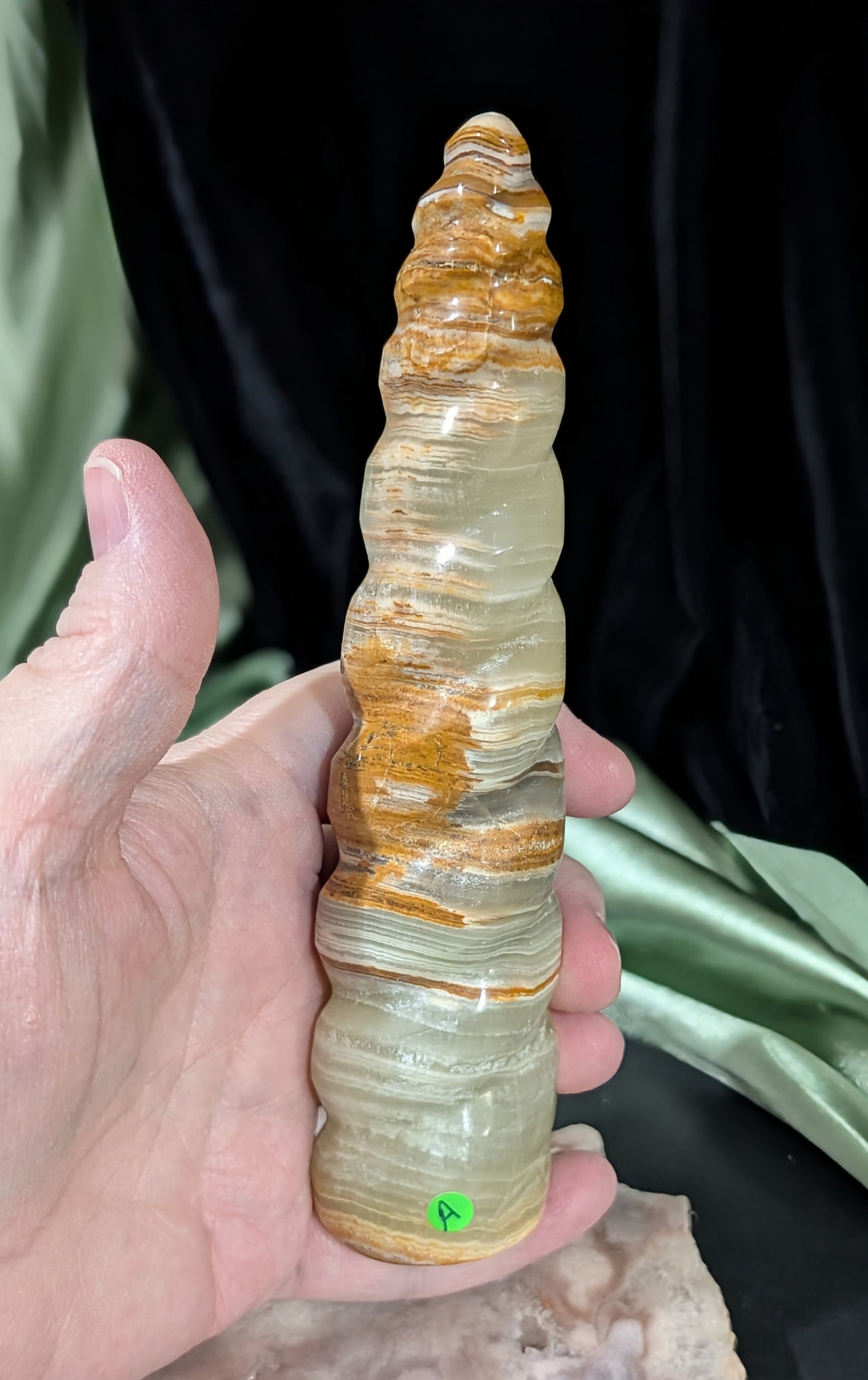 Green Banded Onyx Unicorn Horn 1A3