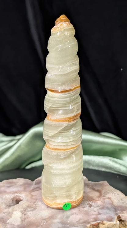 Green Banded Onyx Unicorn Horn 1B1