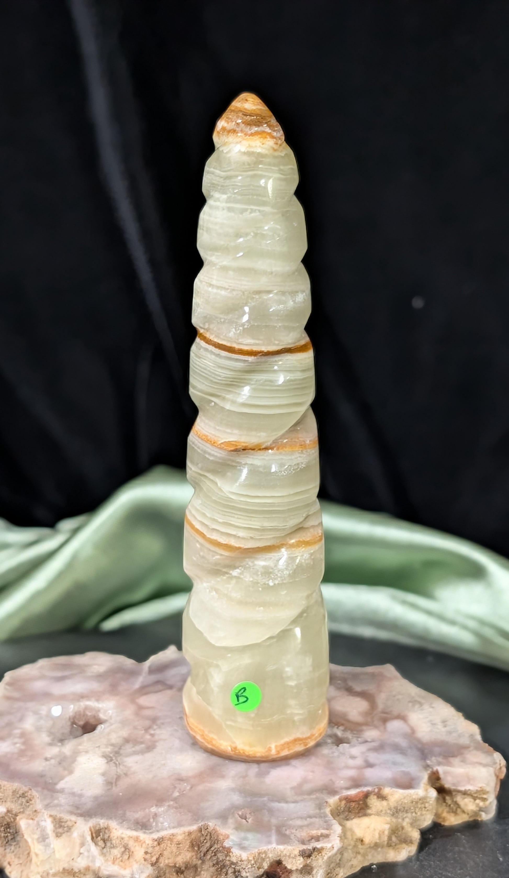 Green Banded Onyx Unicorn Horn 1B2