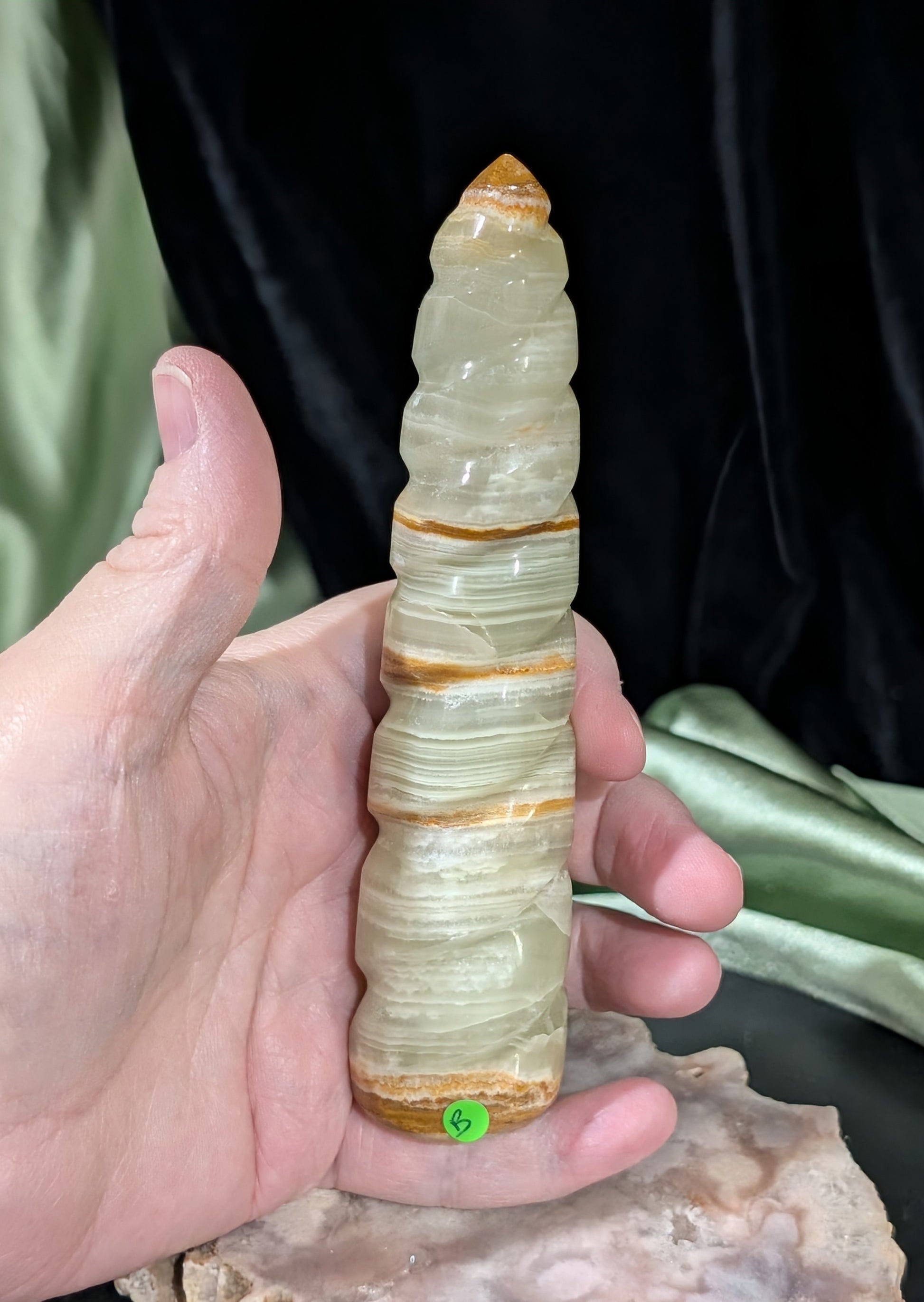 Green Banded Onyx Unicorn Horn 1B3