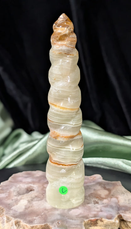 Green Banded Onyx Unicorn Horn 1C1