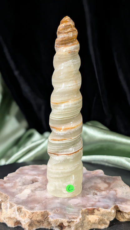 Green Banded Onyx Unicorn Horn 1C2