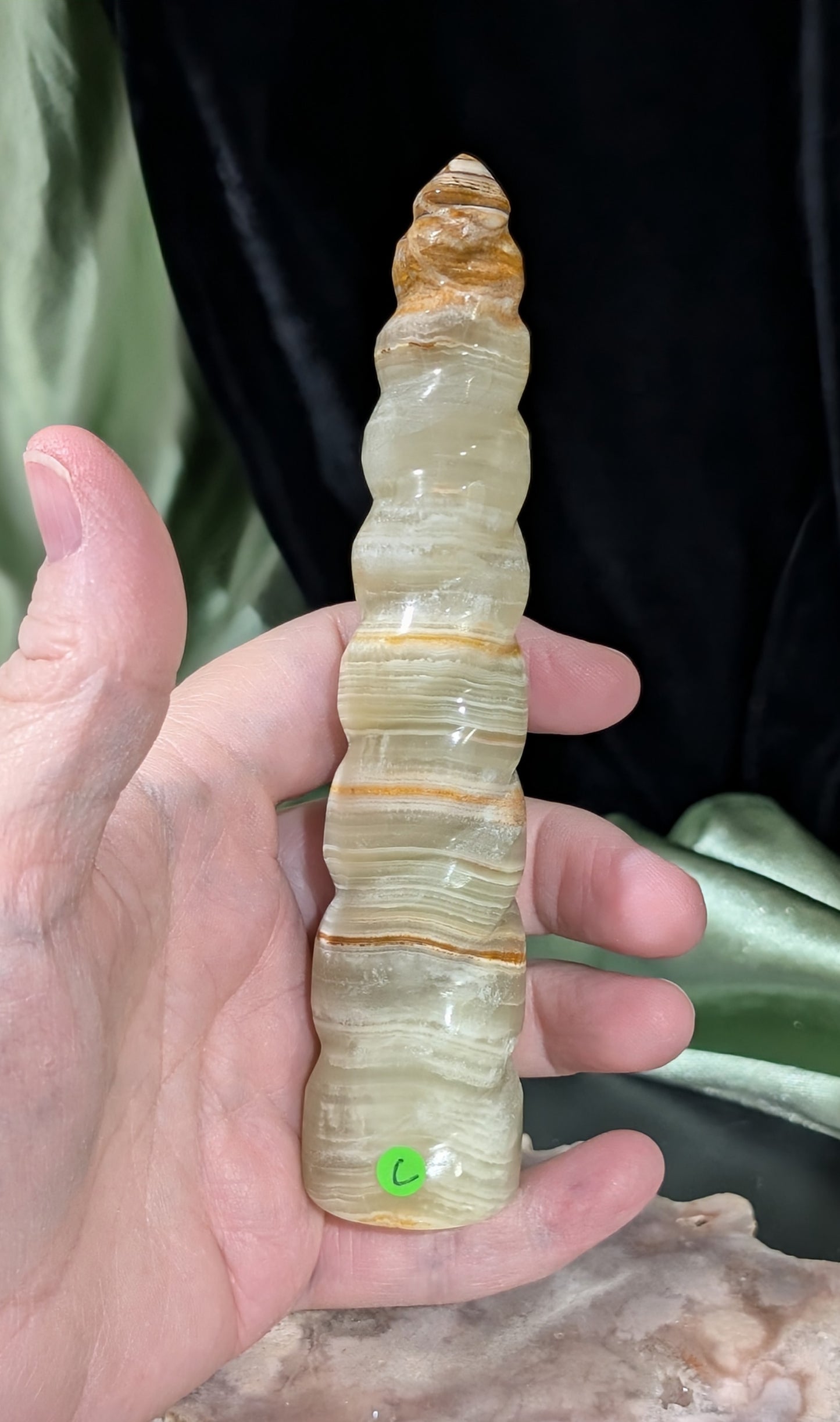 Green Banded Onyx Unicorn Horn 1C3