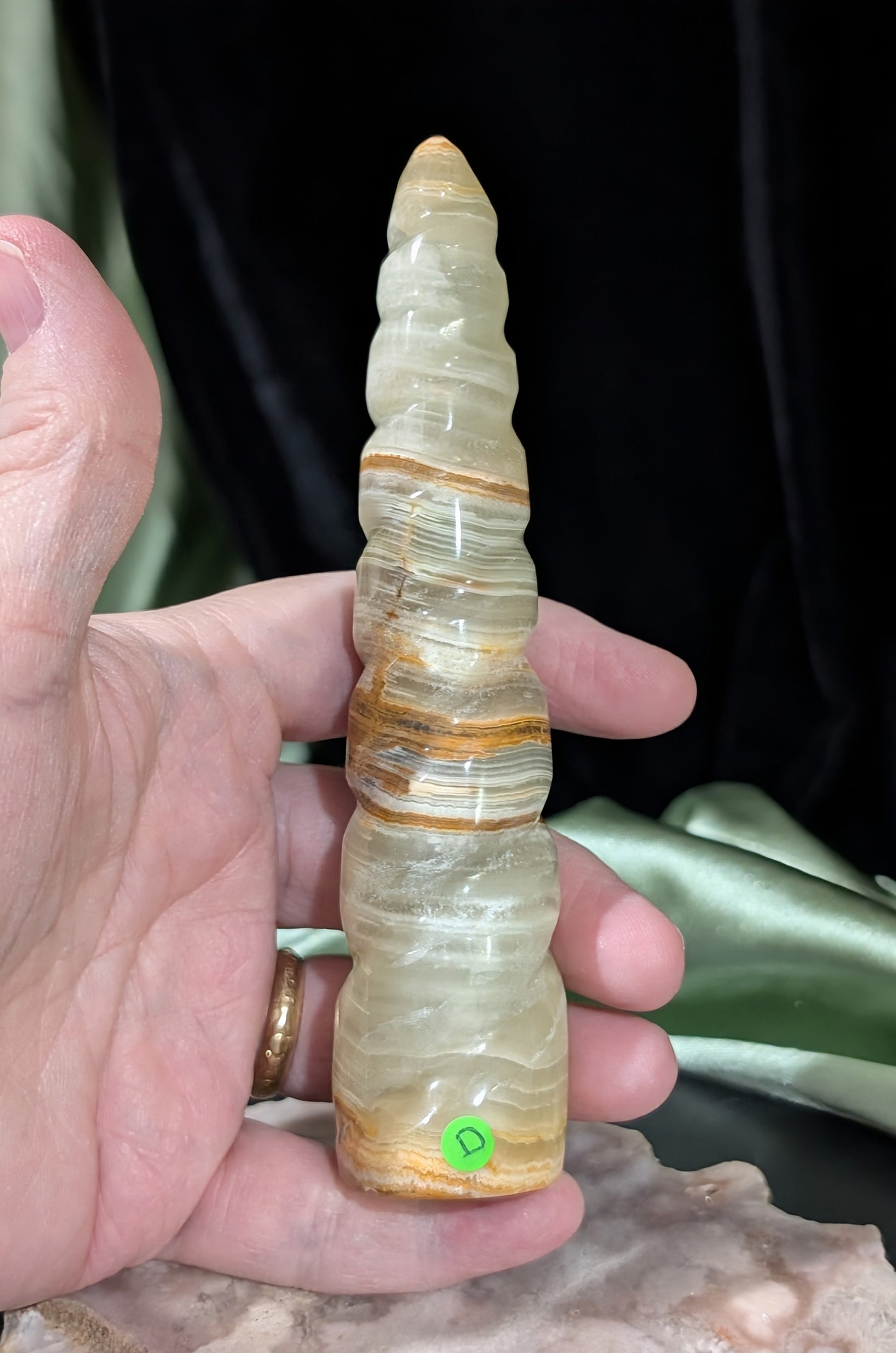 Green Banded Onyx Unicorn Horn 1D3