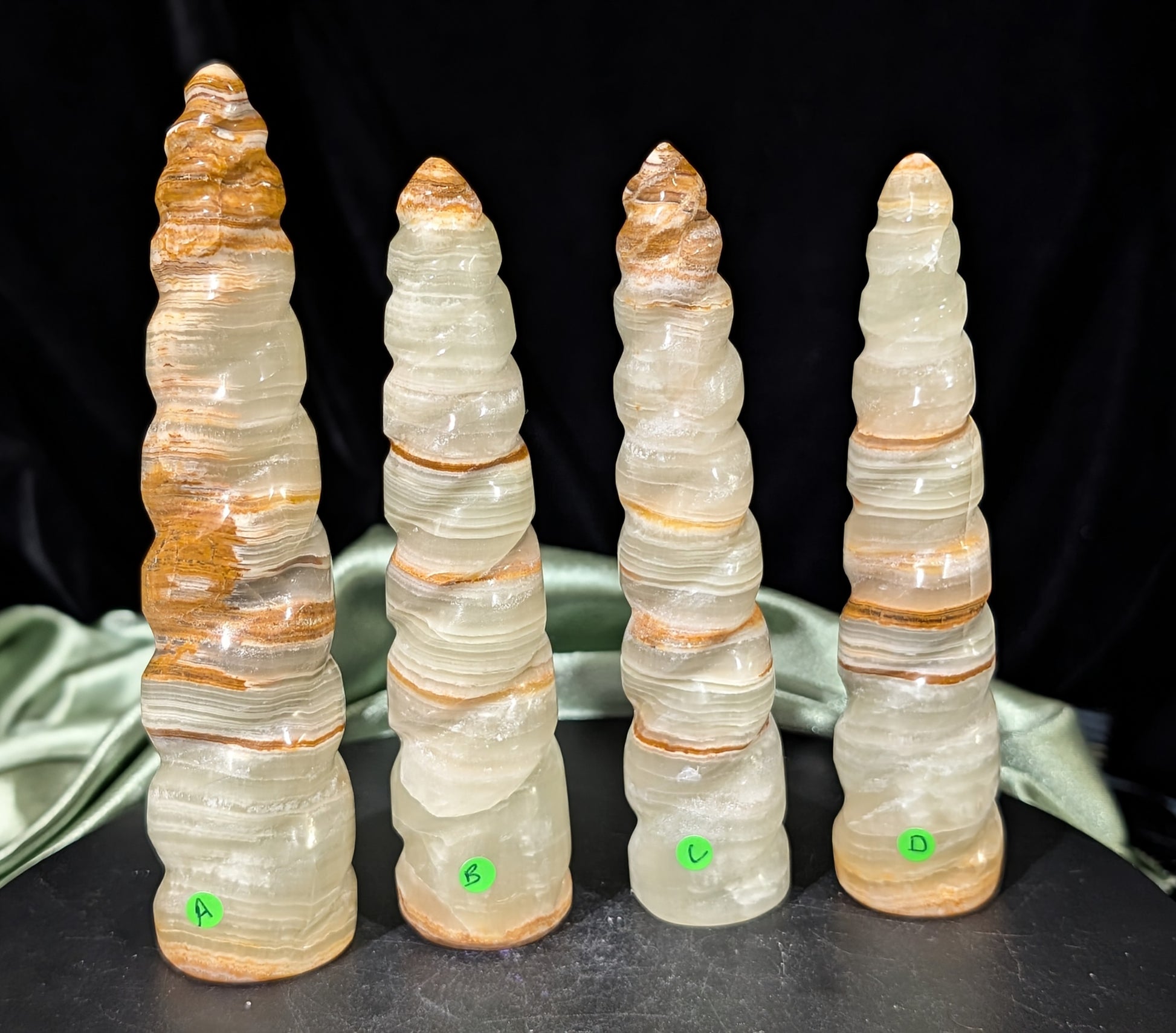 Green Banded Onyx Unicorn Horns