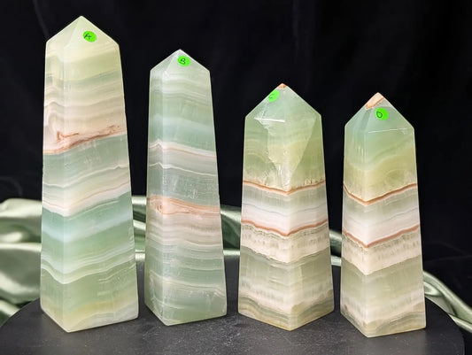 Natural Green Caribbean Calcite Towers