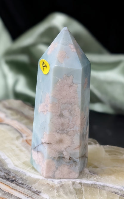 Green Flower Agate Tower