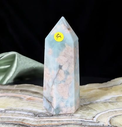 Green Flower Agate Tower