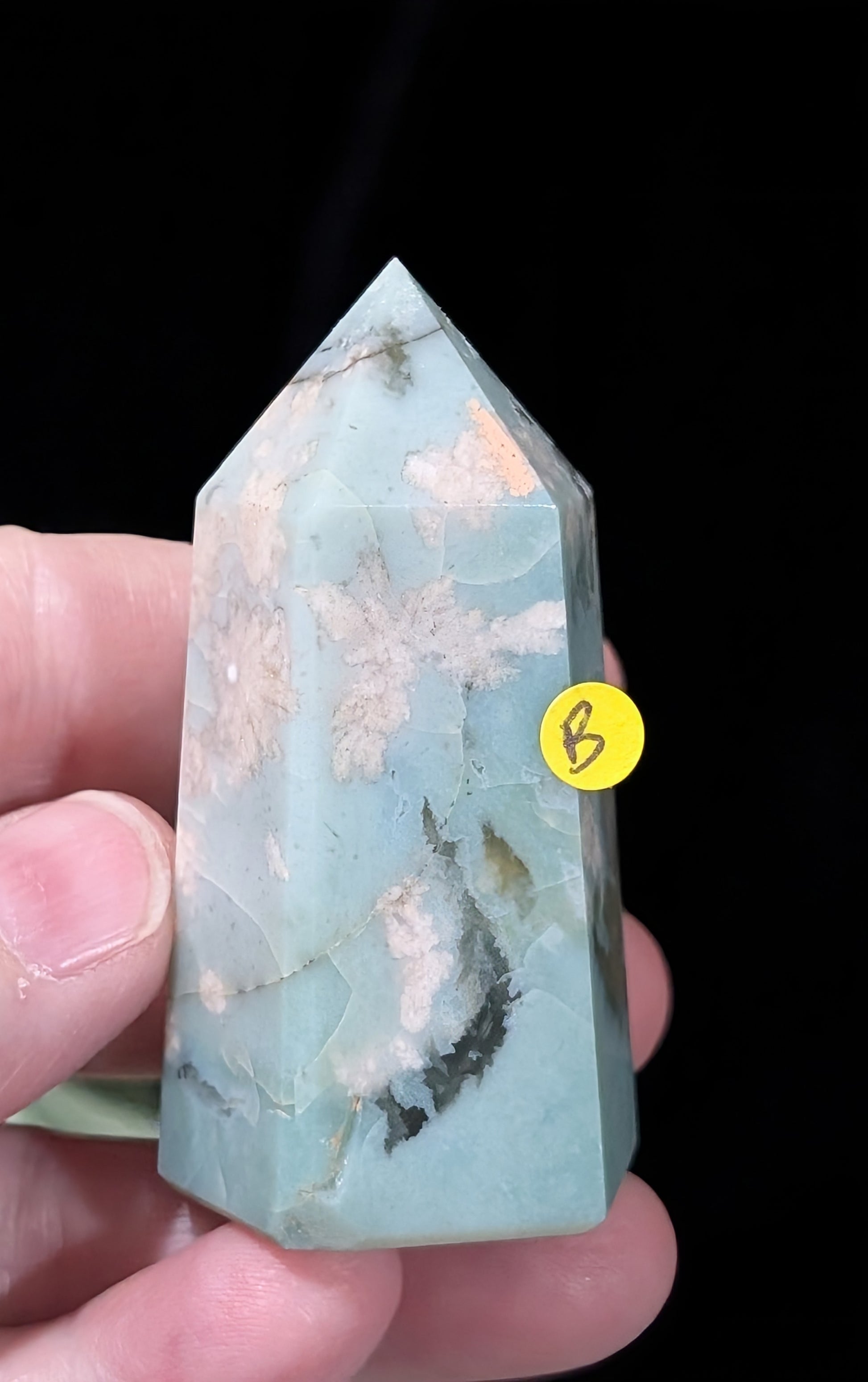 Green Flower Agate Tower