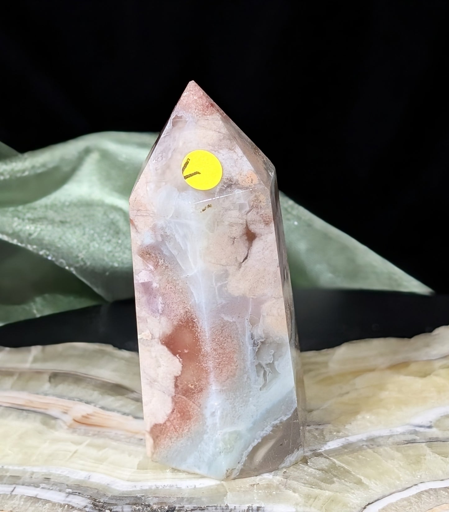 Green Flower Agate Tower