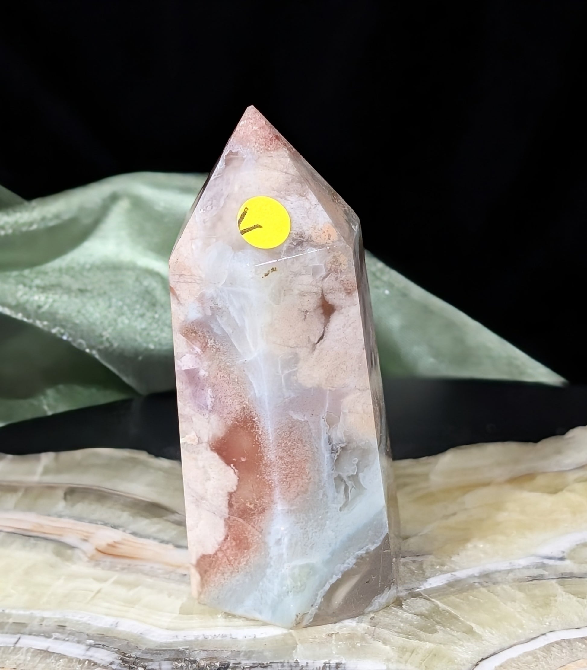 Green Flower Agate Tower