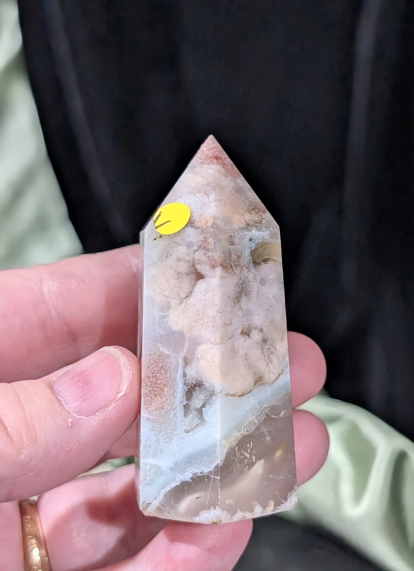 Green Flower Agate Tower
