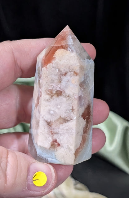 Green Flower Agate Tower