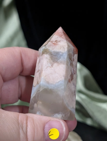 Green Flower Agate Tower
