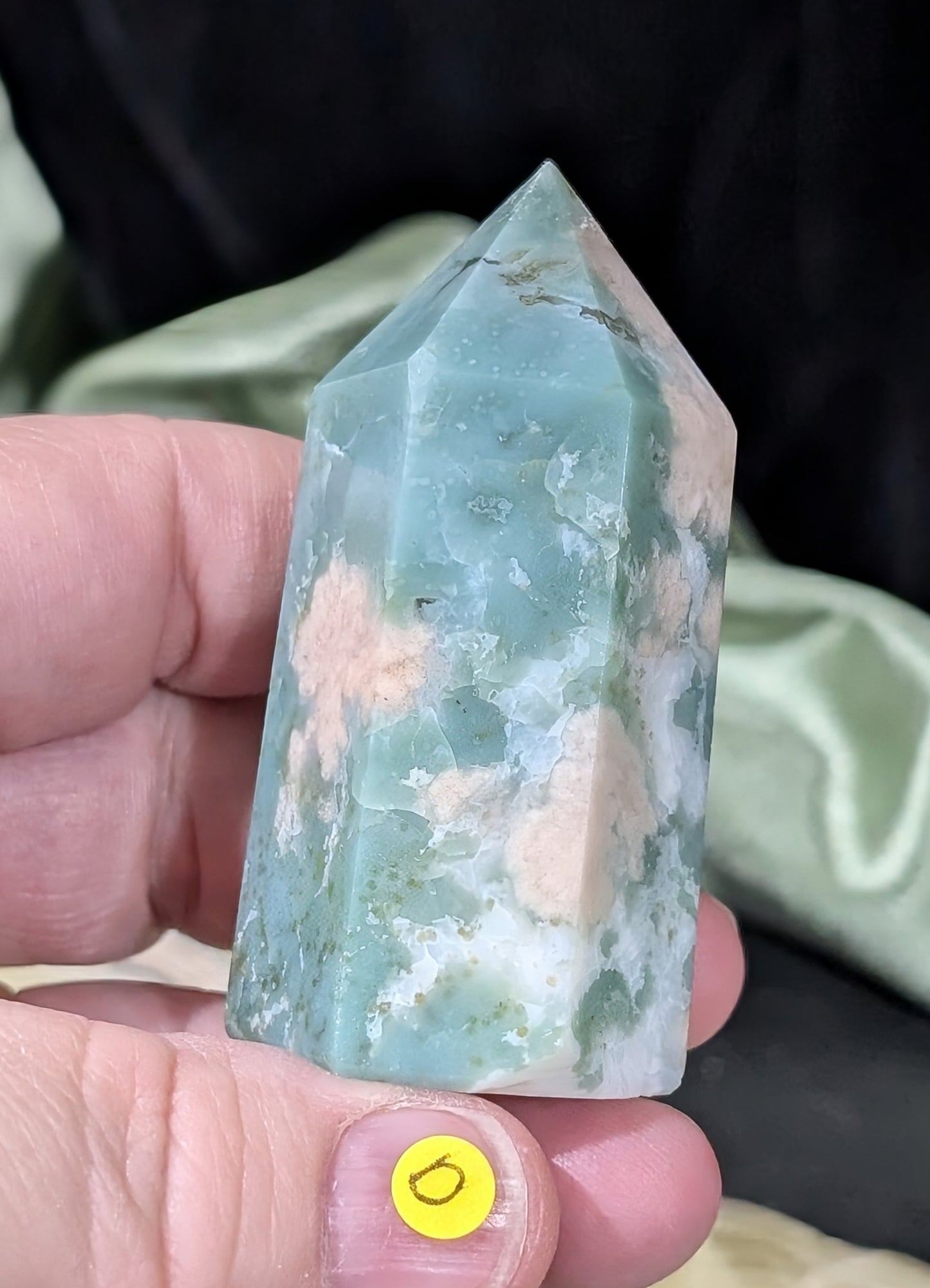 Green Flower Agate Tower