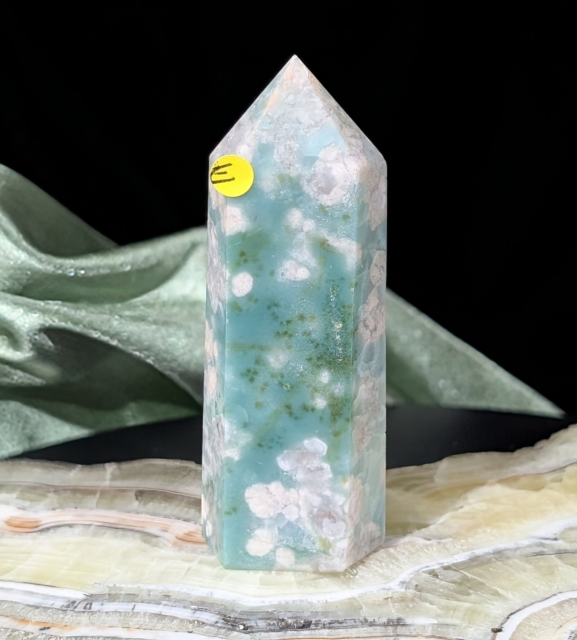 Green Flower Agate Tower