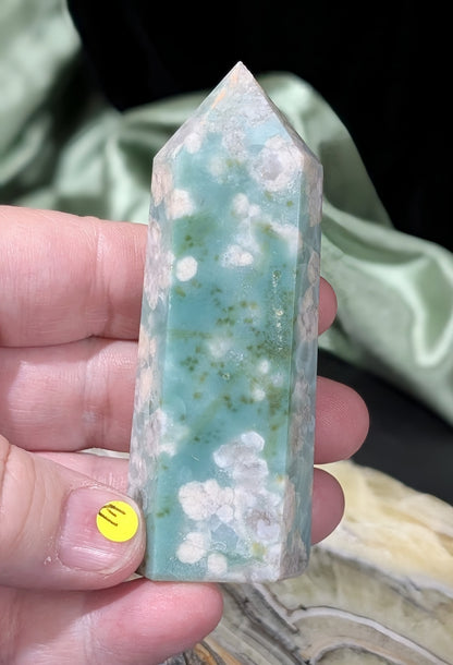 Green Flower Agate Tower