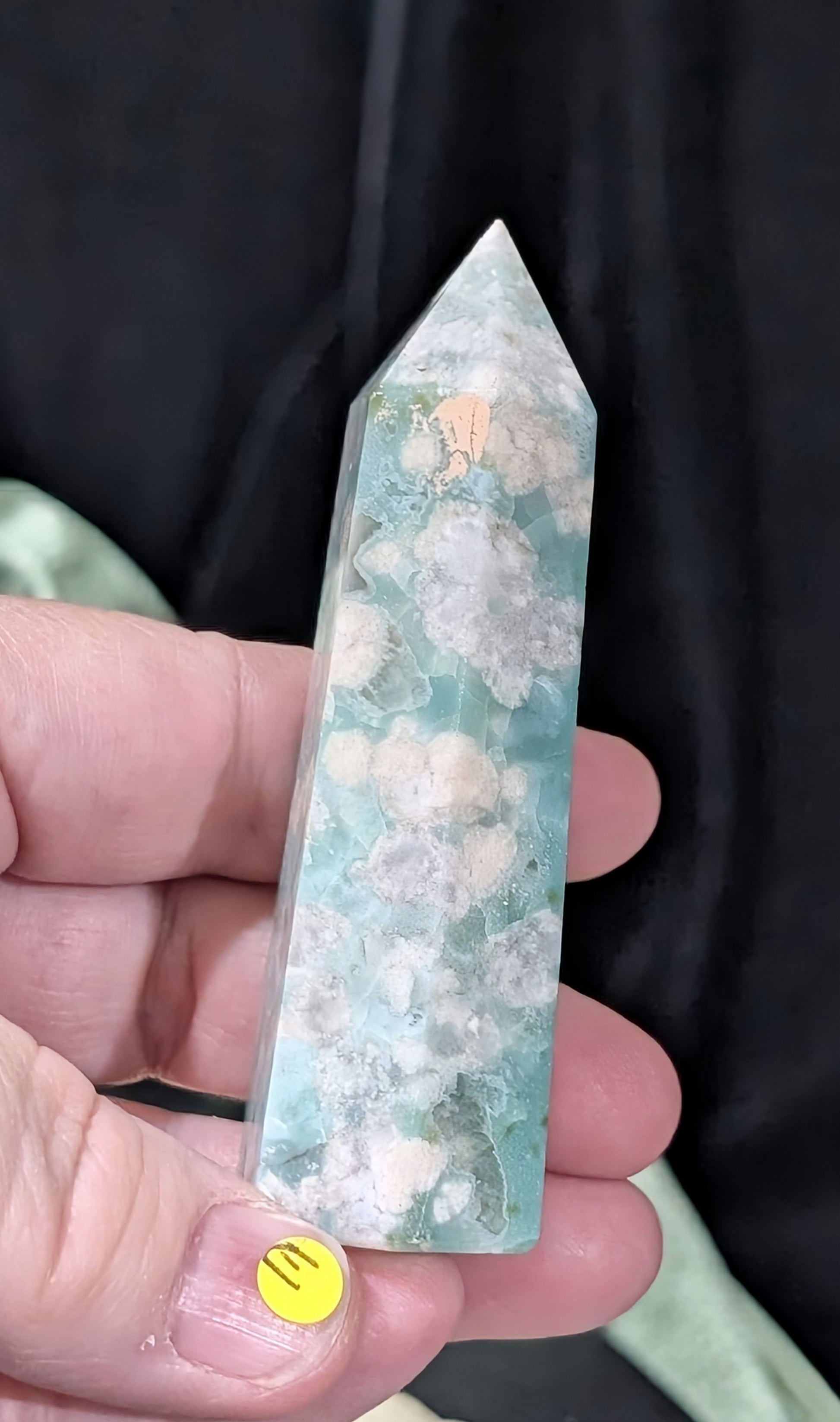 Green Flower Agate Tower
