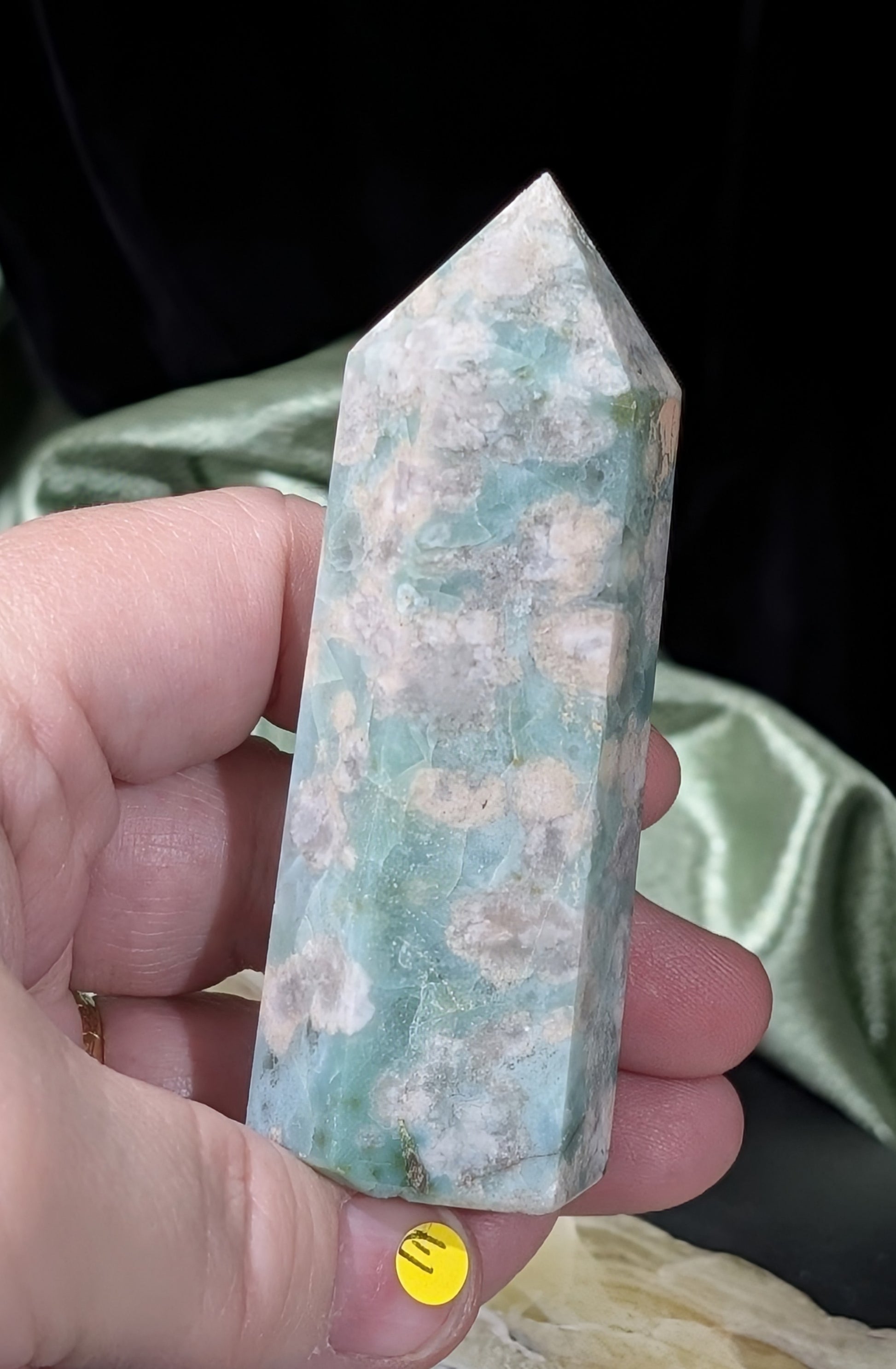 Green Flower Agate Tower