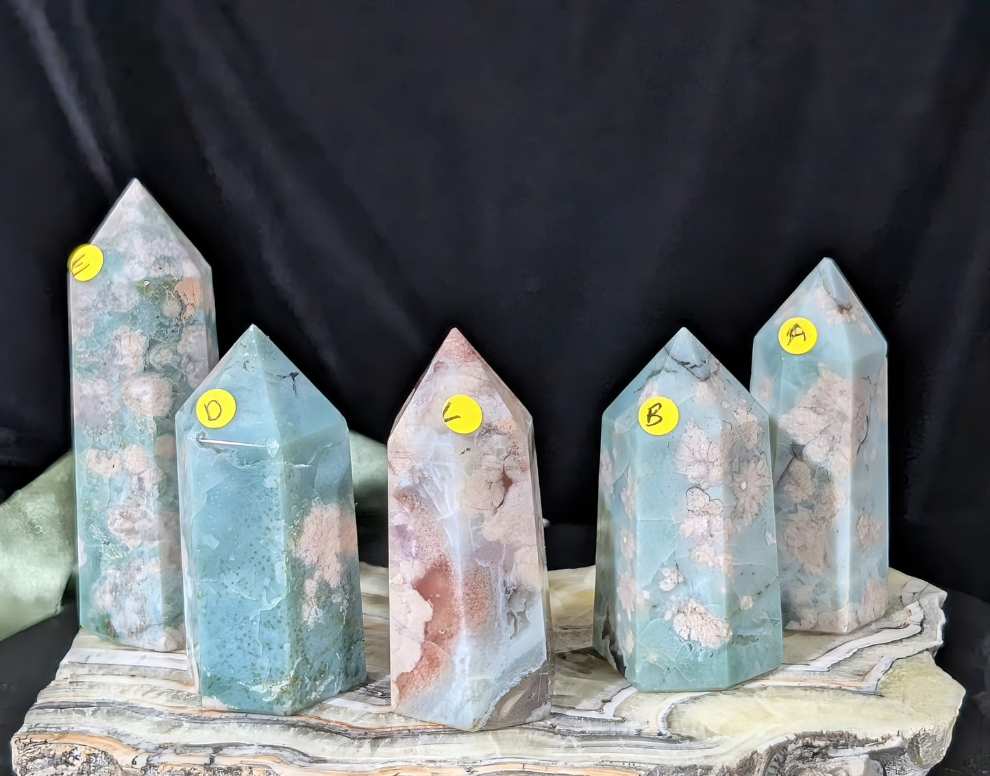 Green Flower Agate Towers
