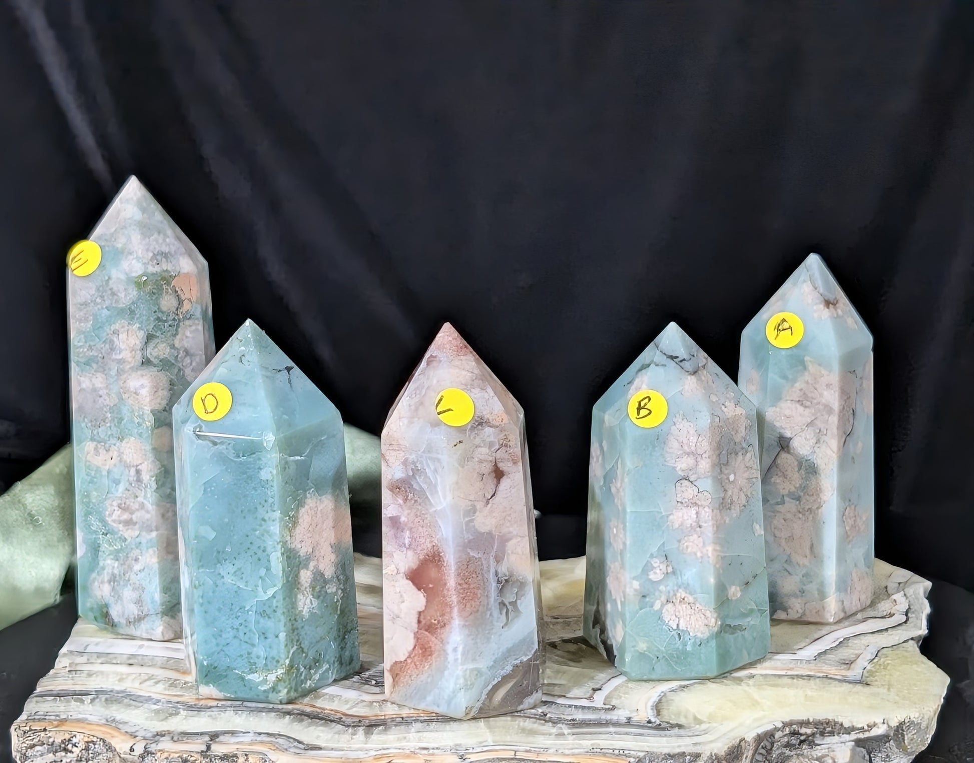 Green Flower Agate Towers