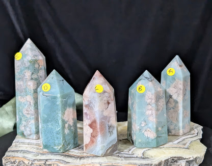 Green Flower Agate Towers