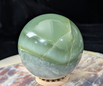 Green Flower Jade Sphere