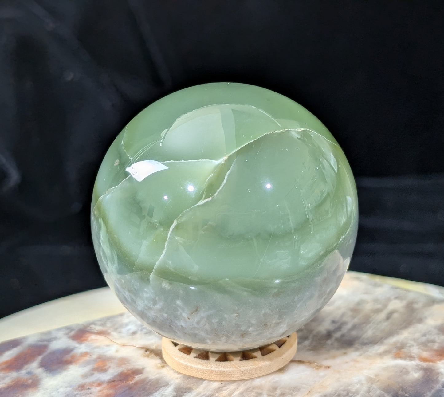 Green Flower Jade Sphere